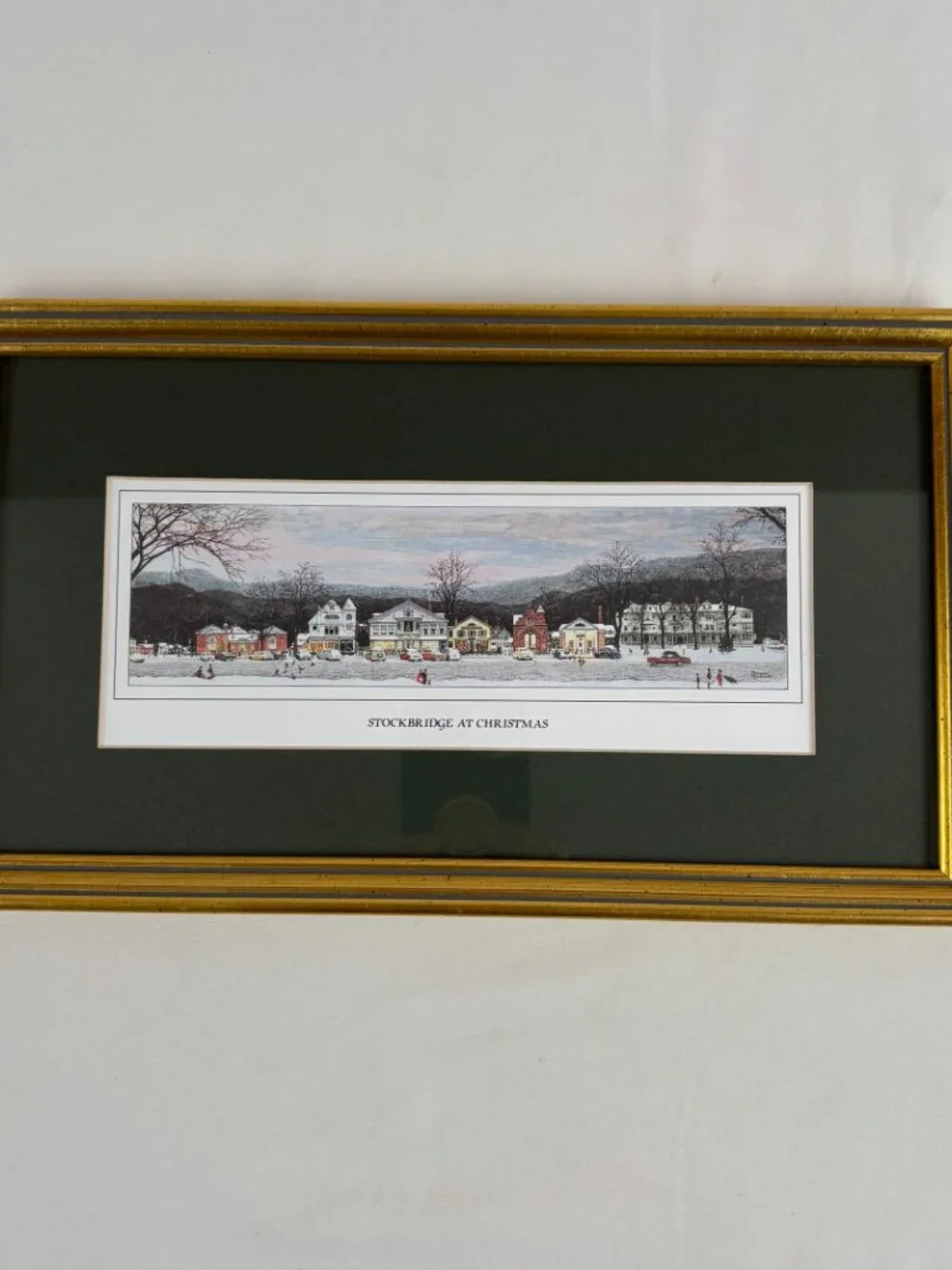 StockBridge At Christmas Norman Rockwell Small Gold Frame Print